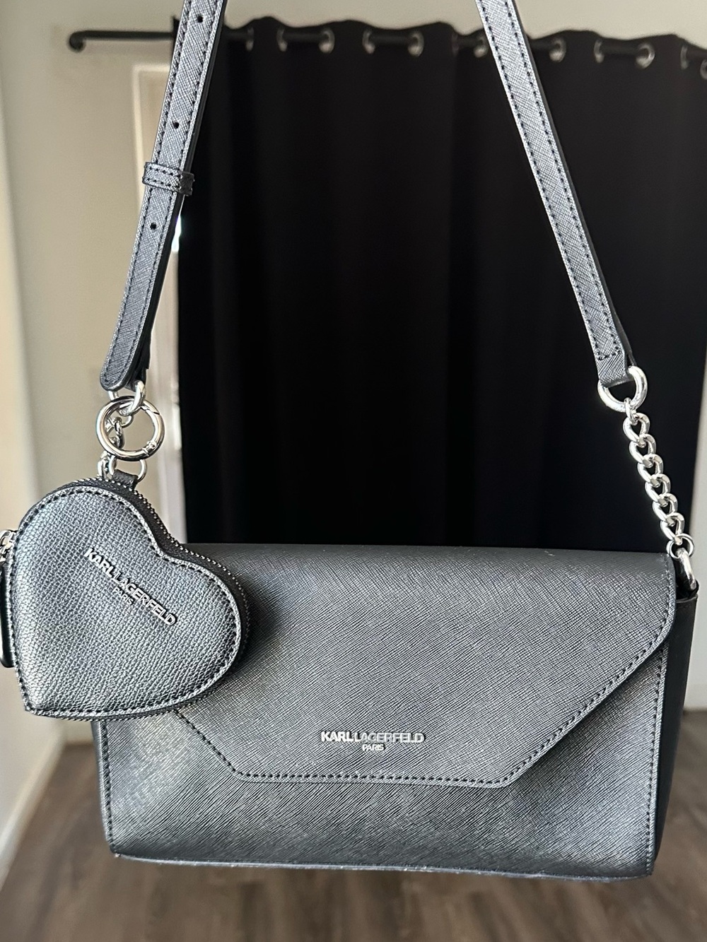 NWOT Karl Lagerfeld Iris Crossbody with Detachable Heart Coin Purse - Picture 2 of 7